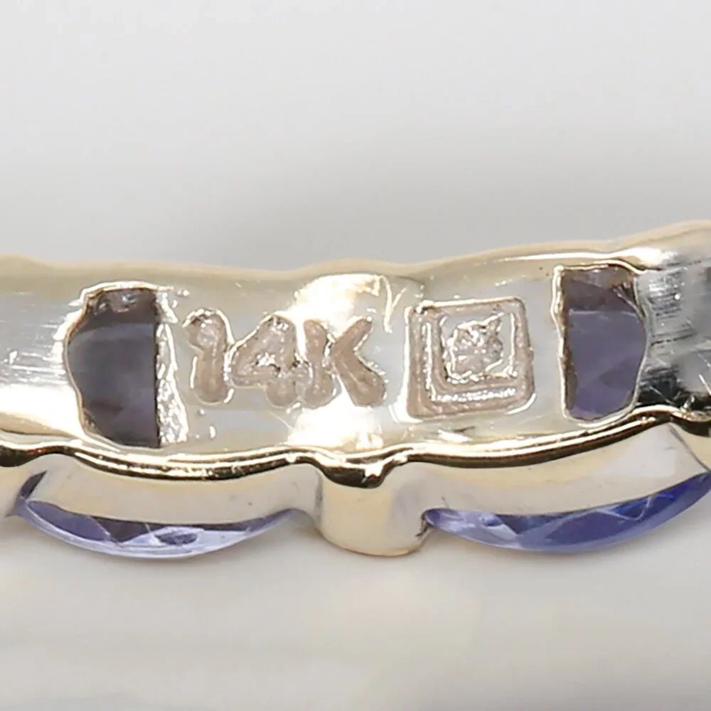 14K White Gold Pave Purple Tanzanite Full Eternity‎ Ring Bridgerton Style Size 5